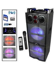 beFree Sound Double 10 Inch Subwoofer Portable Bluetooth Party Speaker with Reactive Lights