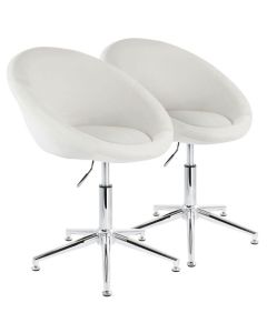 Elama 2 Piece Adjustable Velvet Accent Chair in White with Chrome Finish