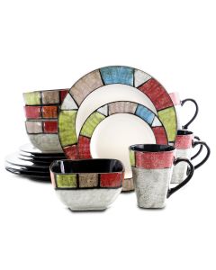 Elama Country Cottage 16 Piece Stoneware Dinnerware Set