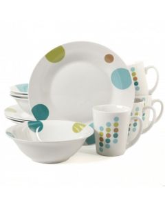Gibson Home Retro Specks 12 Piece Ceramic Multicolored Dinnerware Set