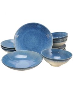Gibson Elite 12 Piece Ombr&eacute; Blue Double Bowl Dinnerware Set