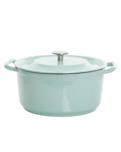 Kenmore Elite Oak Park 3 Quart Enameled Cast Iron Casserole with Lid and Glass Steamer in Light Blue