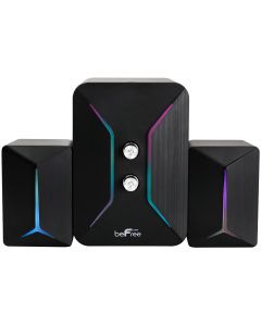 beFree Sound Computer Gaming 2.1 Speaker System with Color LED Lights